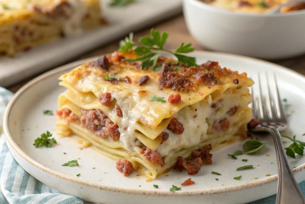 Parmesan Garlic Bacon Cheeseburger Lasagna