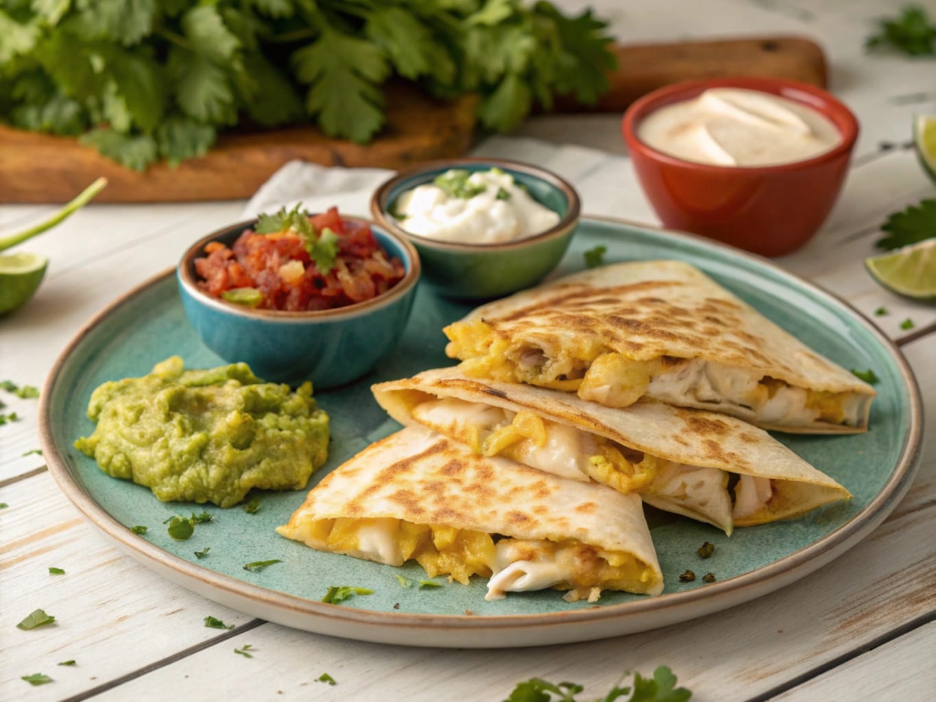 Crockpot Queso Chicken Quesadillas