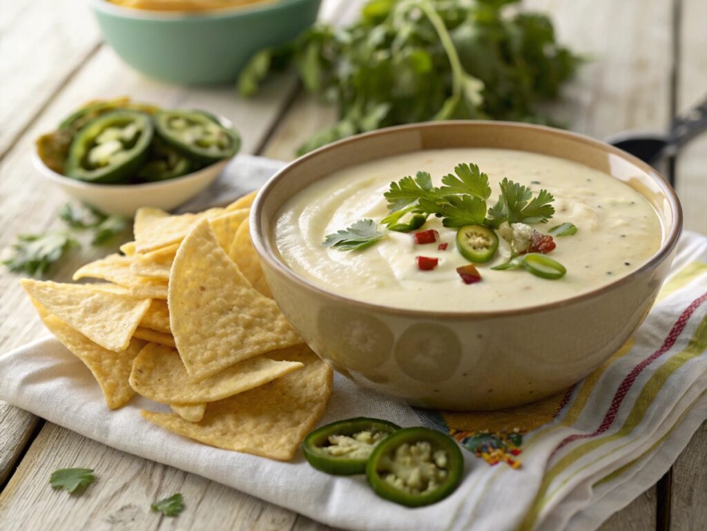 Mexican Restaurant Style White Cheese Queso Dip