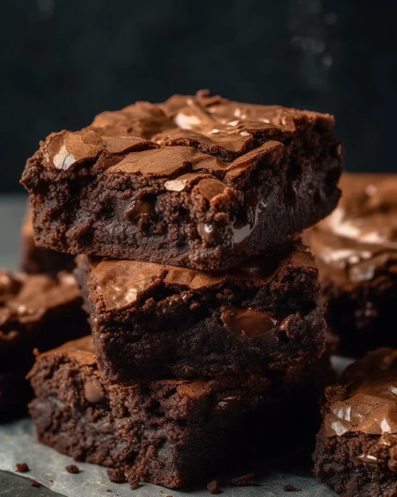 Delicious 3-Ingredient brownies on a rustic wooden table.