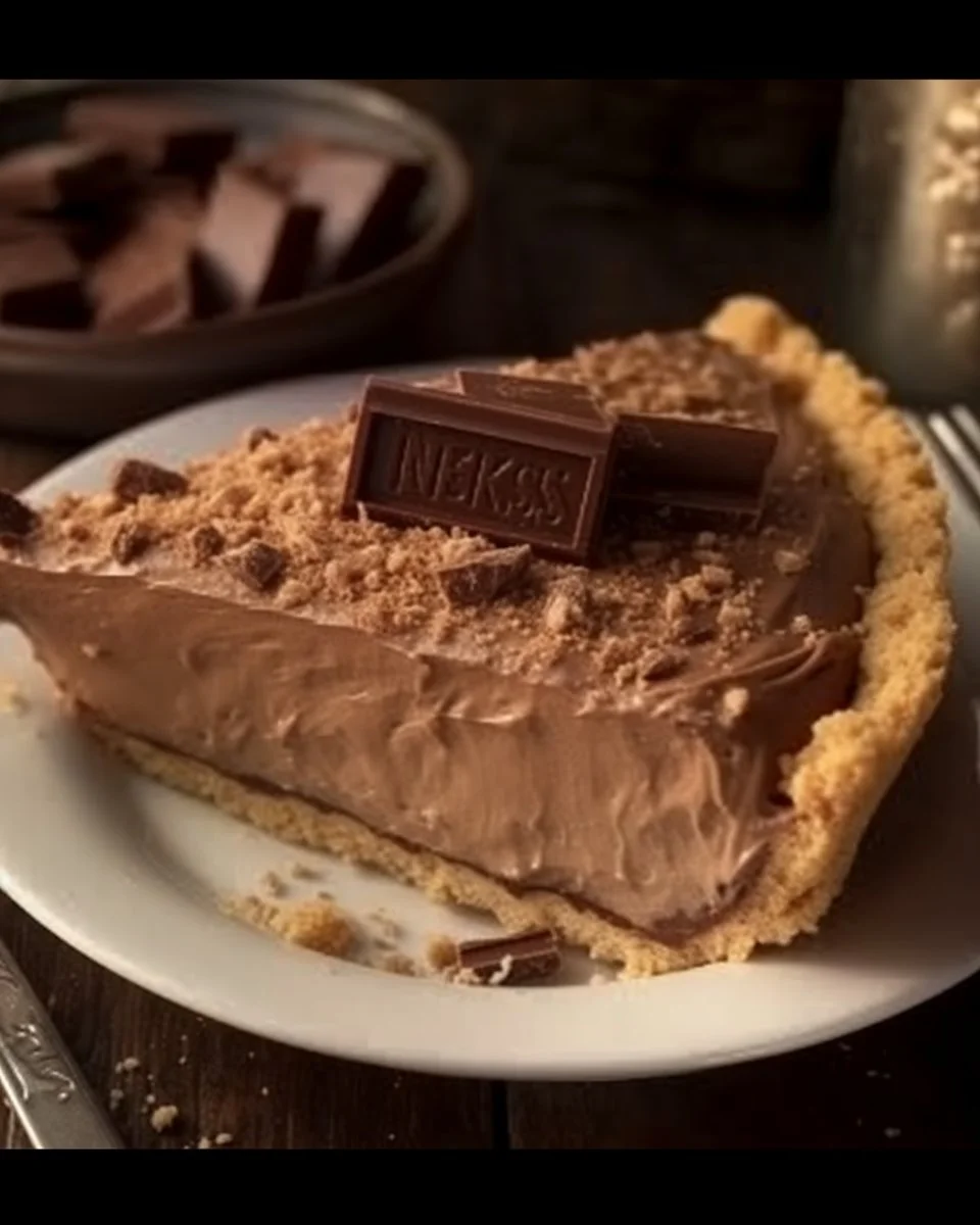 Delicious 3 ingredient chocolate pie served in a dessert dish