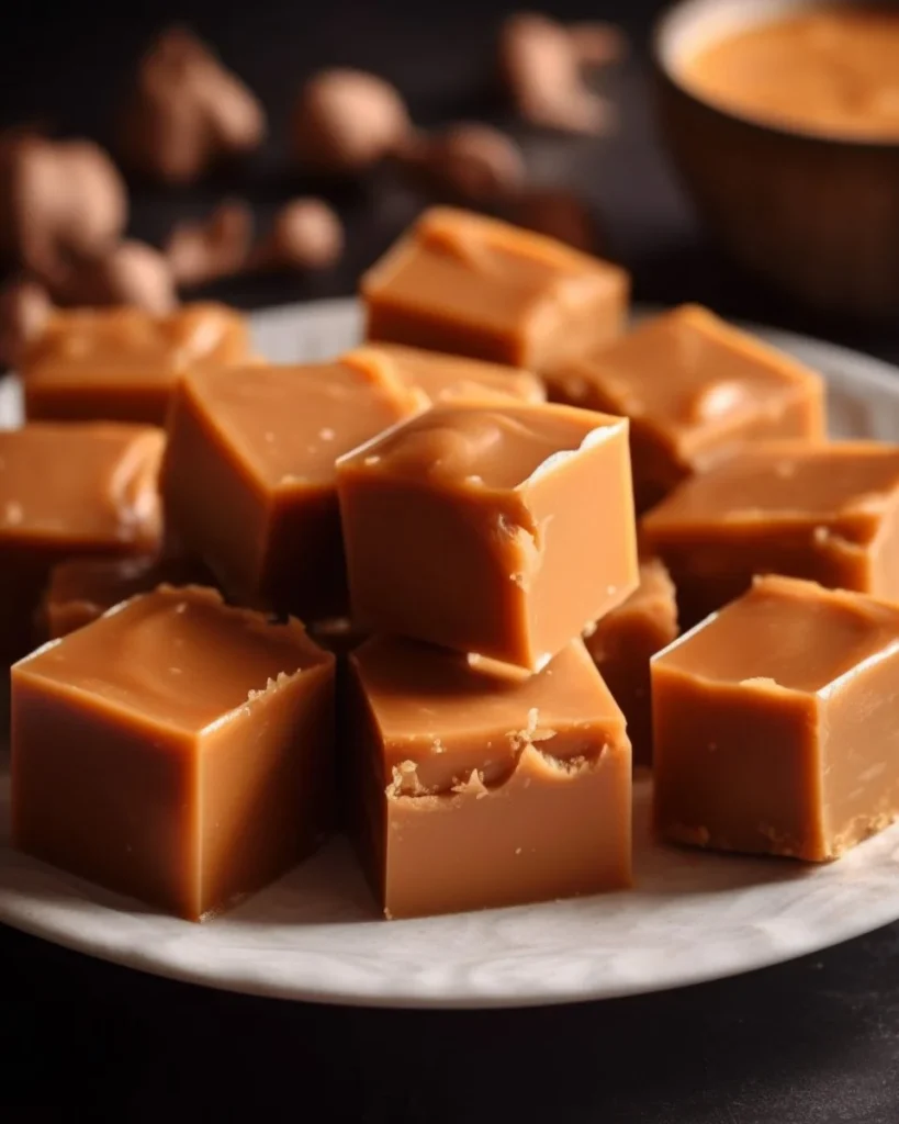 Delicious 3 ingredient pumpkin fudge served on a plate.