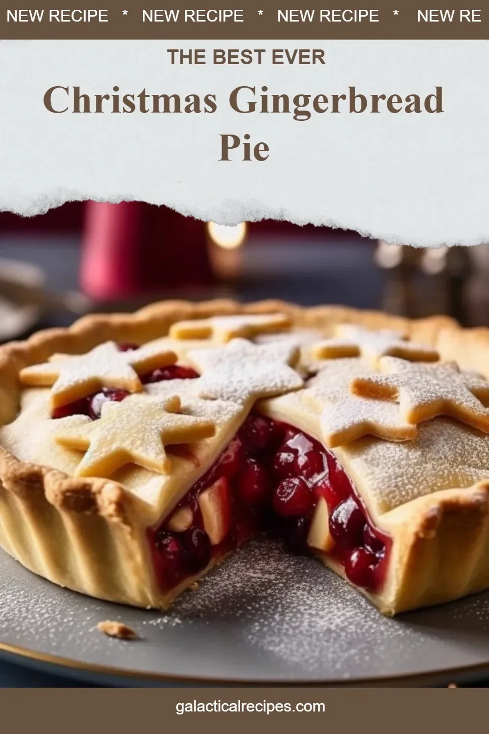 A delicious Christmas Gingerbread Pie adorned with festive decorations