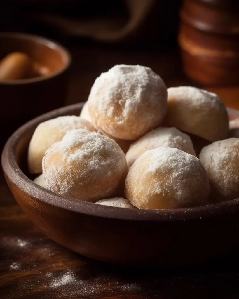 Delicious cinnamon sugar donut holes dusted with sweetness.
