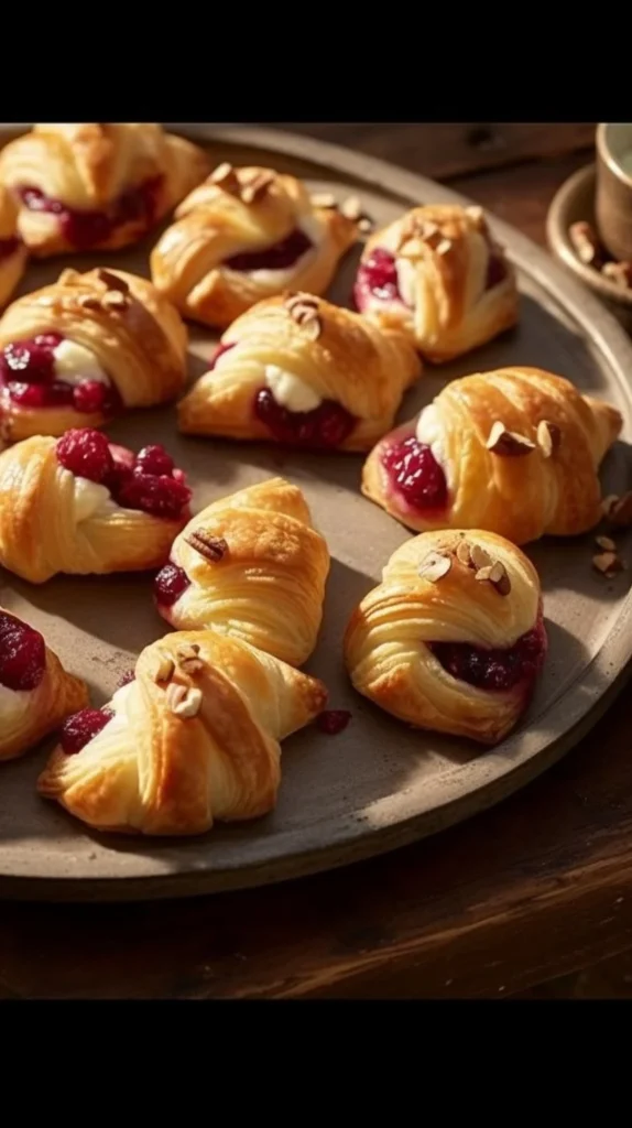 Cranberry Cream Cheese Crescent Bites served on a platter