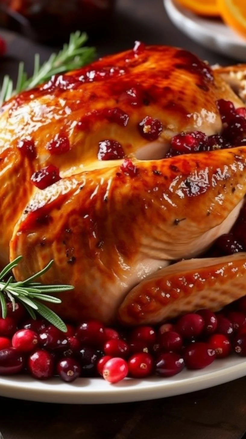 Cranberry Orange Glazed Turkey Breast served on a festive platter