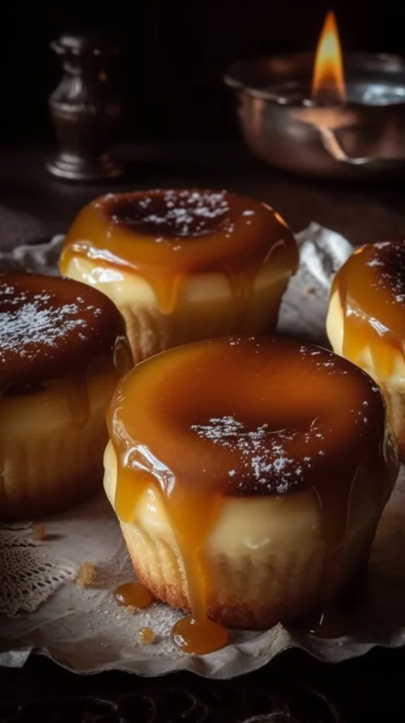 Delicious creme brulee cheesecake cupcakes topped with caramelized sugar