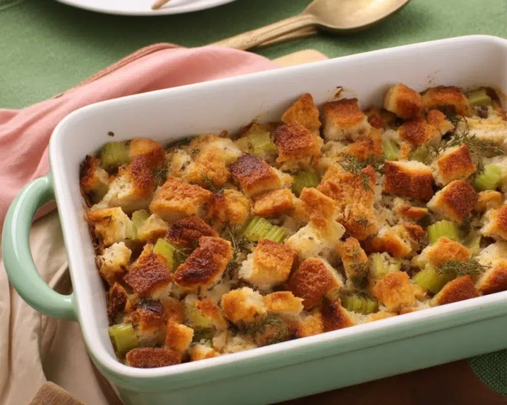 A delicious Thanksgiving dressing recipe featuring cornbread and savory spices.