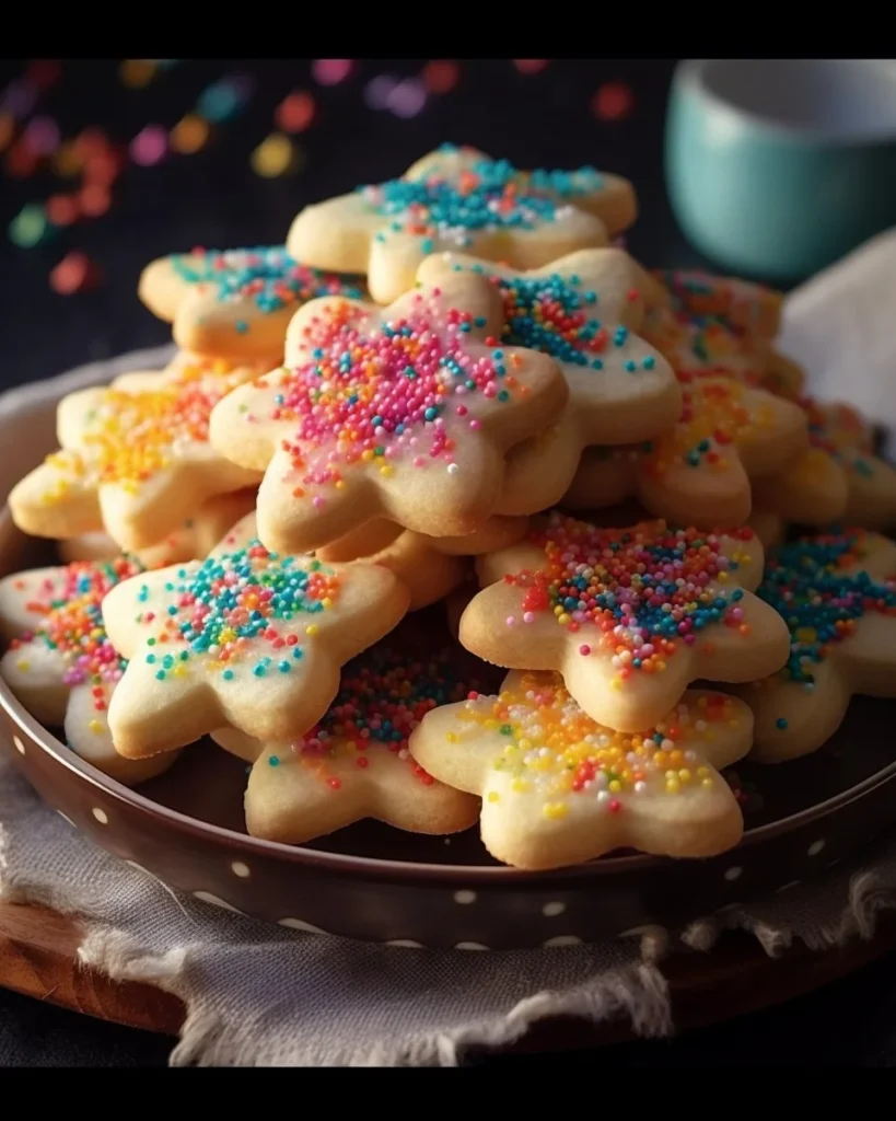 Three ingredient sugar cookies baked and arranged on a plate
