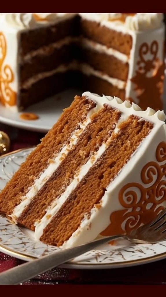 Delicious homemade gingerbread cake on a festive table