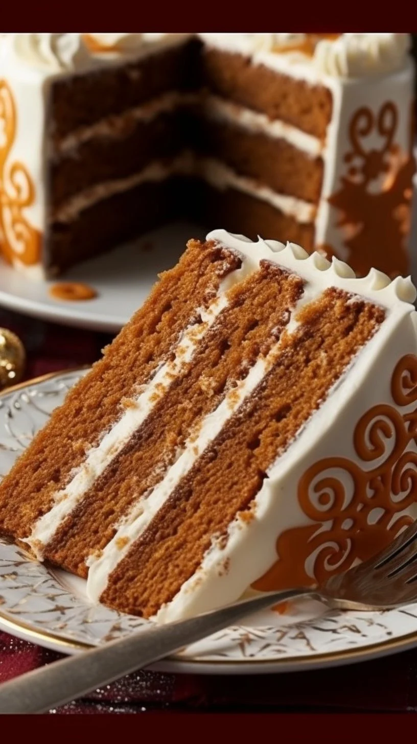 Delicious homemade gingerbread cake on a festive table