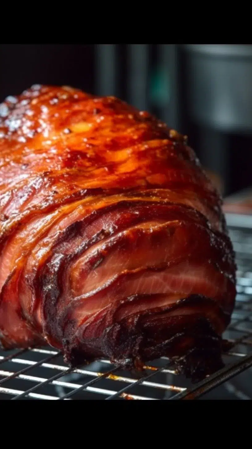 Delicious honey glazed ham ready for the holiday feast