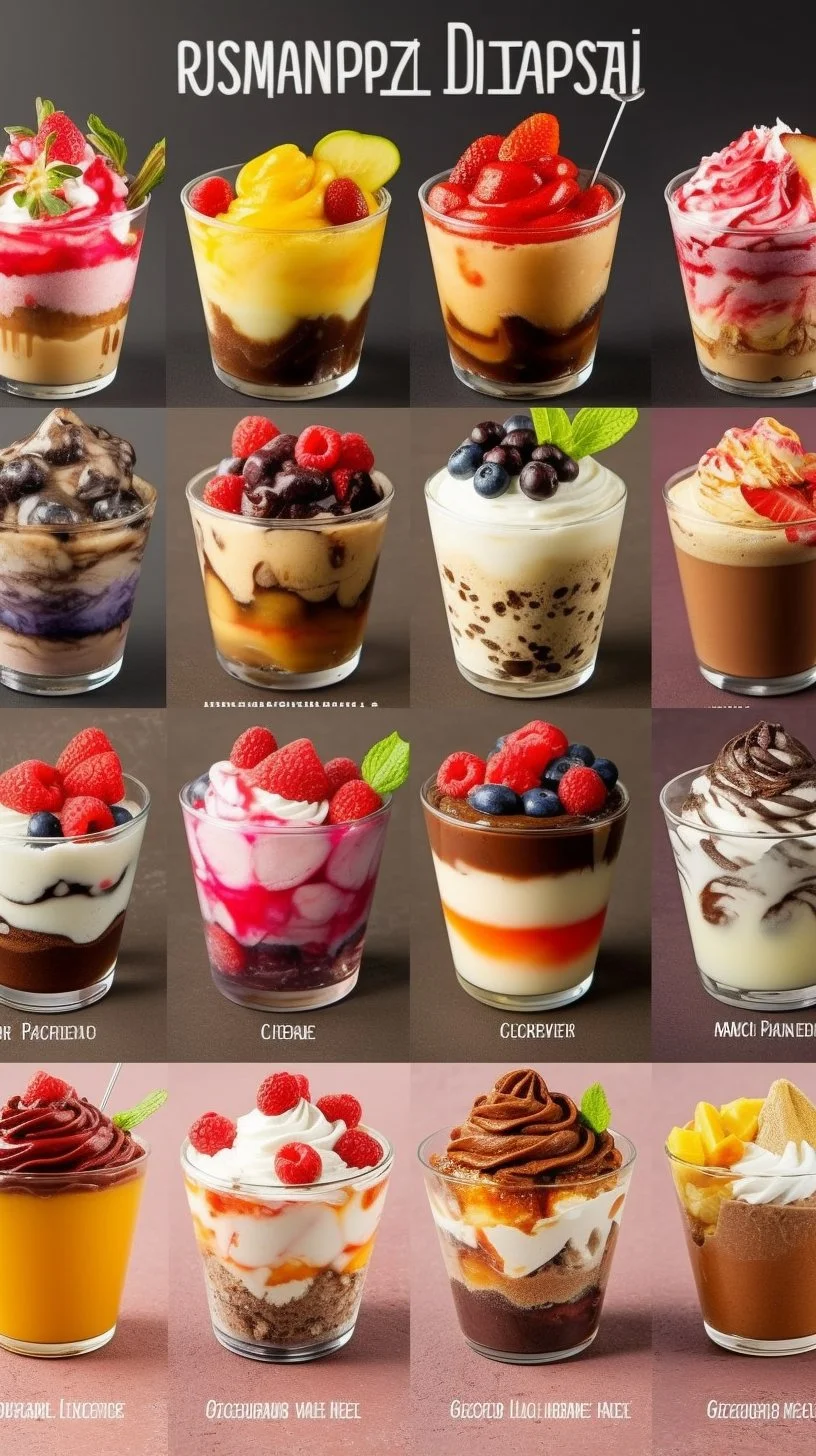 Assorted irresistible dessert cups filled with creamy layers and toppings