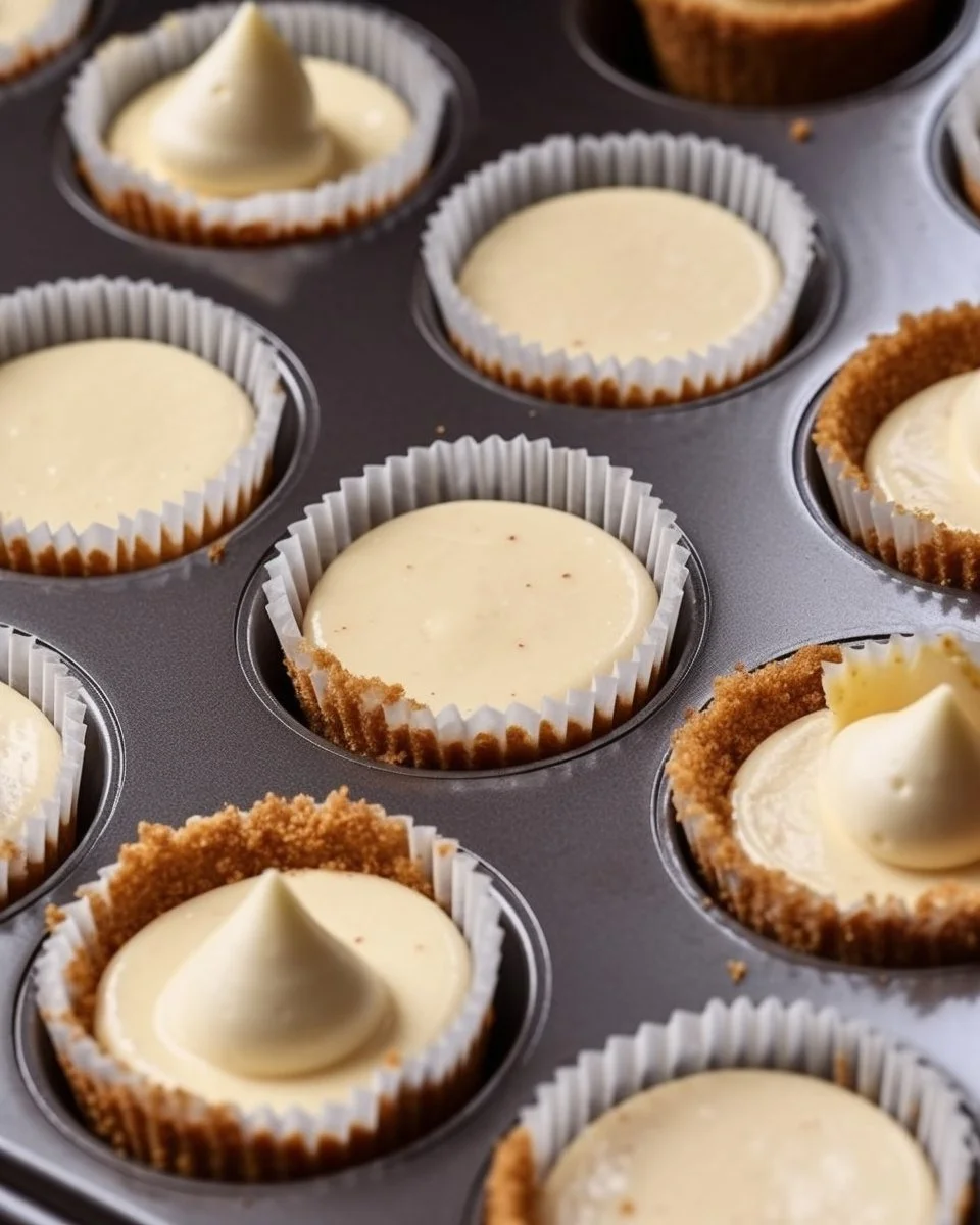 Delicious mini cheesecakes topped with fresh berries on a wooden table