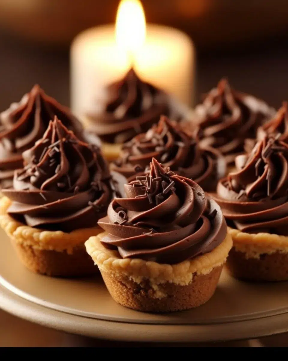 Mini no-bake cookie cups filled with creamy goodness and topped with chocolate.