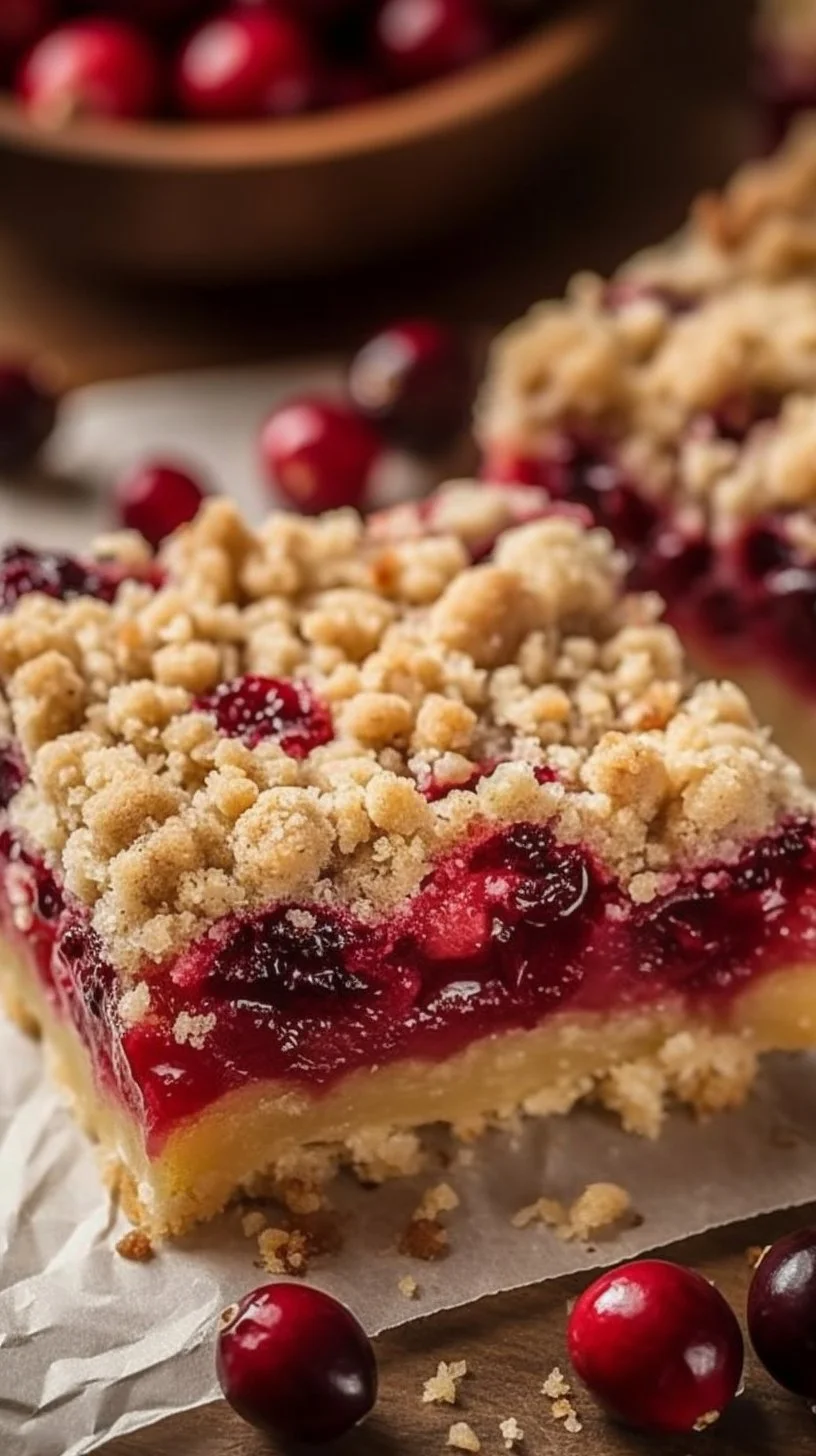 Moist Christmas Cranberry Bars with festive toppings ready for serving