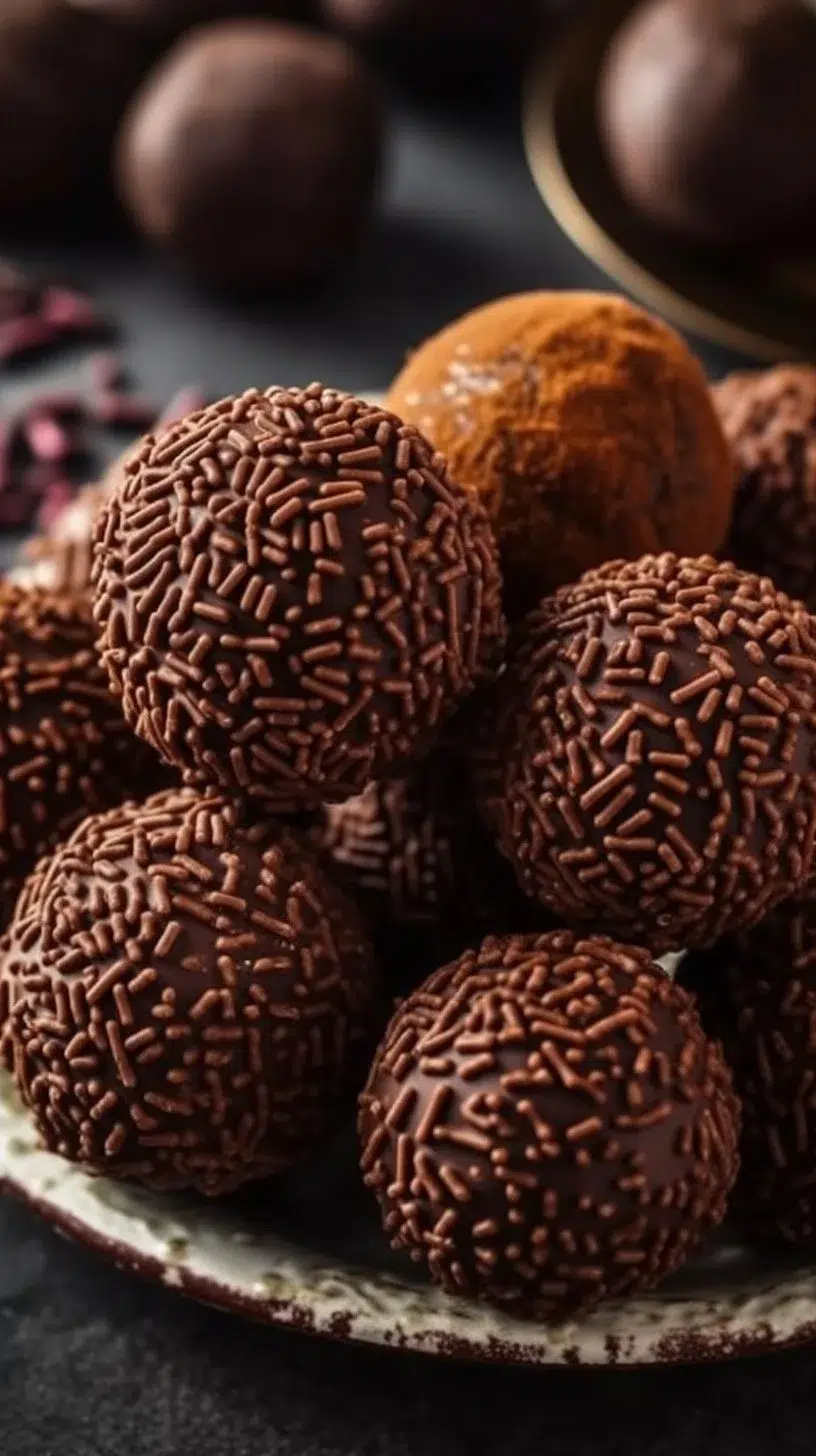 Delicious orange chocolate Christmas truffles decorated for the holiday season