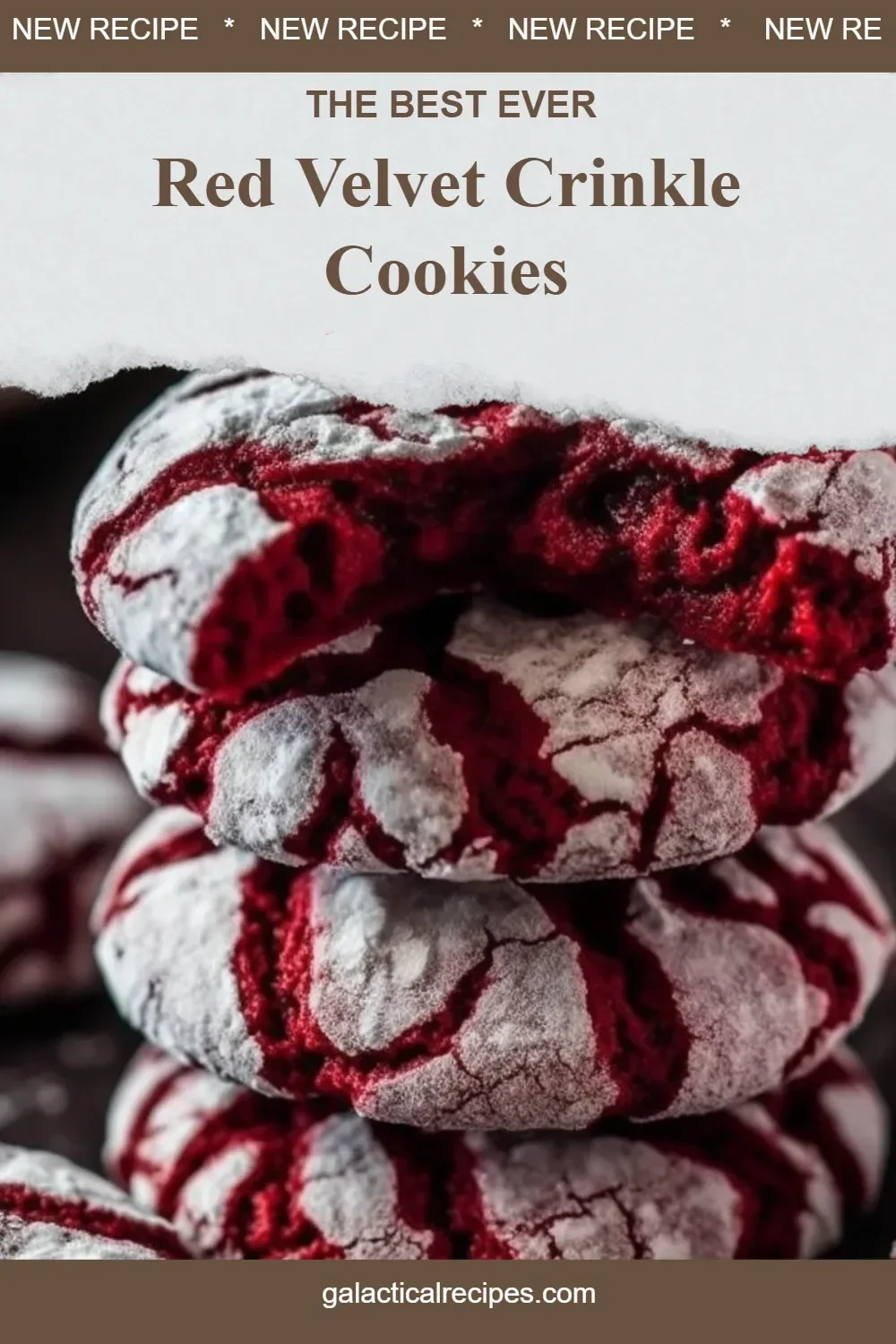 Delicious Red Velvet Crinkle Cookies freshly baked with a soft texture.