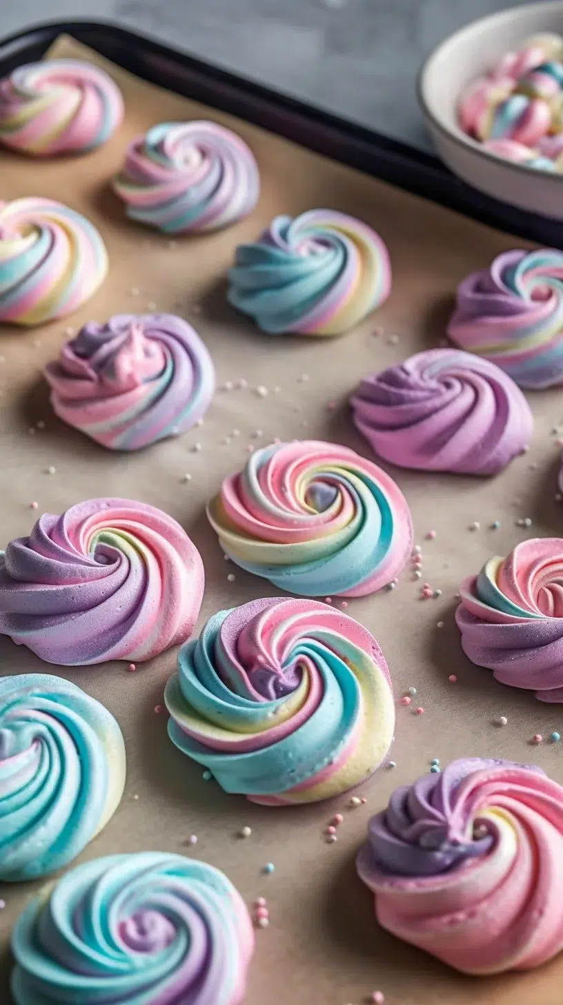 Colorful unicorn cookies decorated with icing and sprinkles