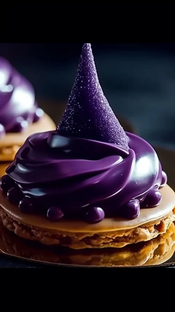 A plate of witchy cookies decorated with spooky designs for Halloween