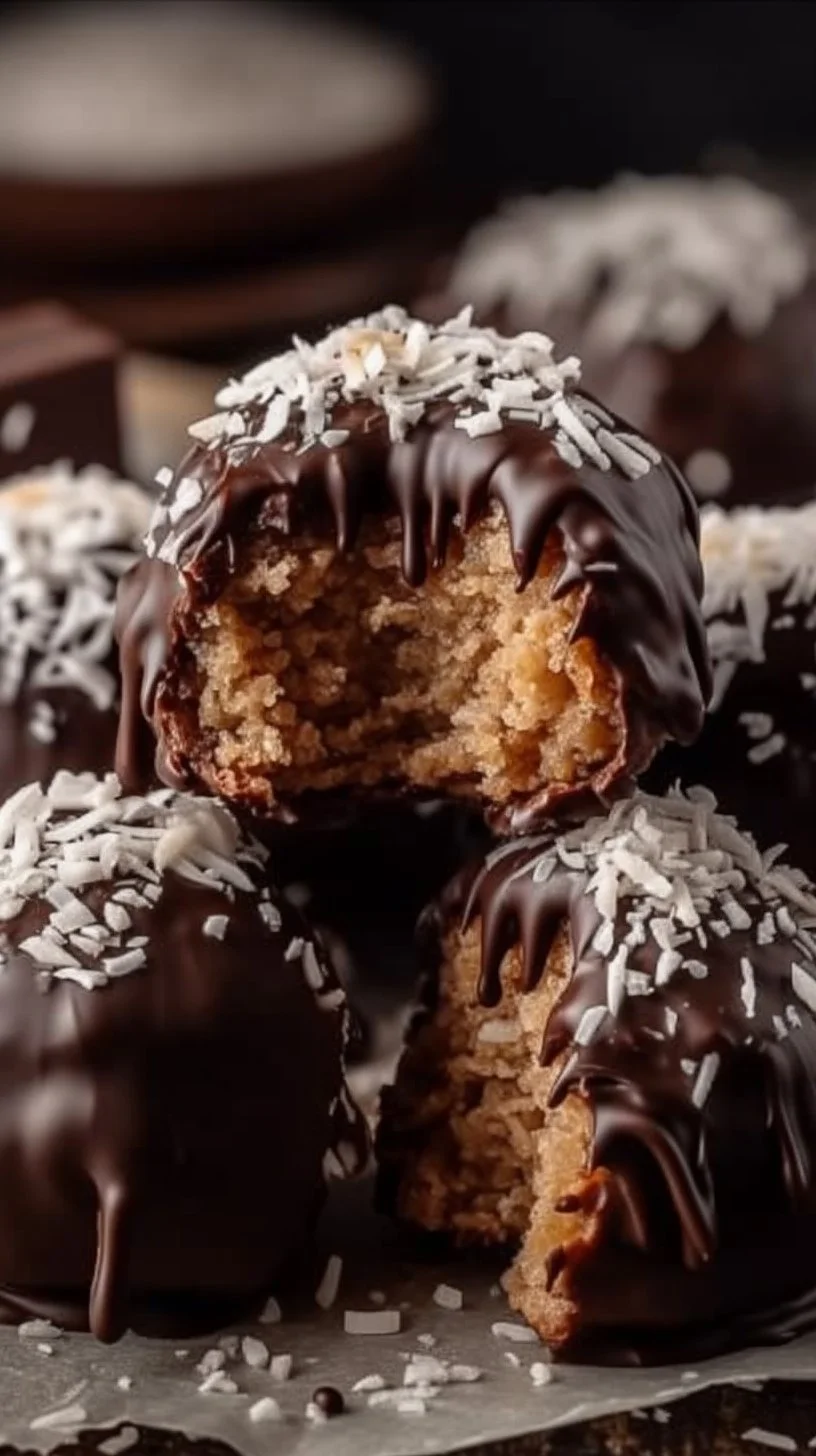 Homemade Mounds Bar made with chocolate and coconut ingredients.