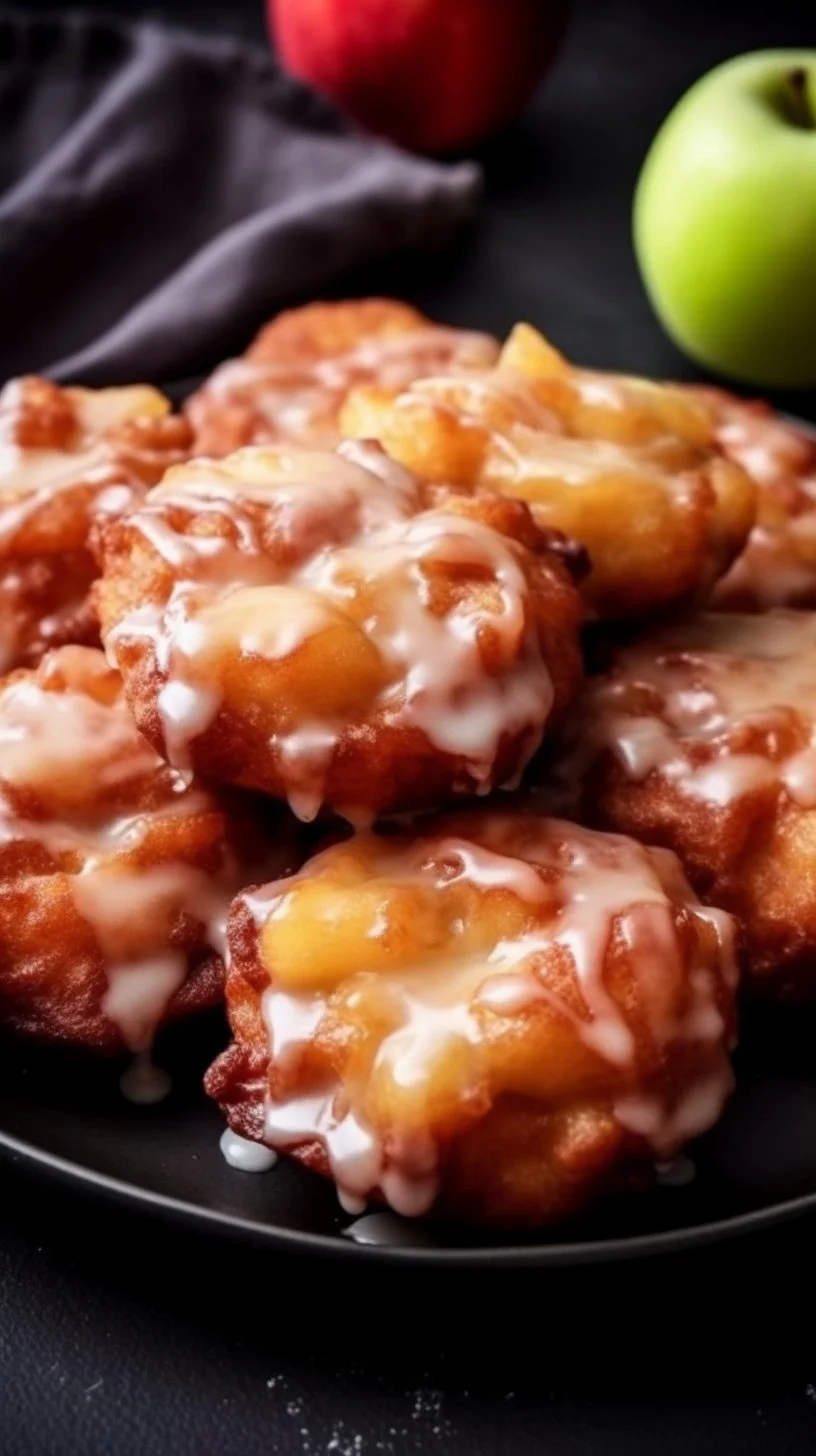 Delicious air fryer apple fritters, crispy and golden brown, served on a plate.
