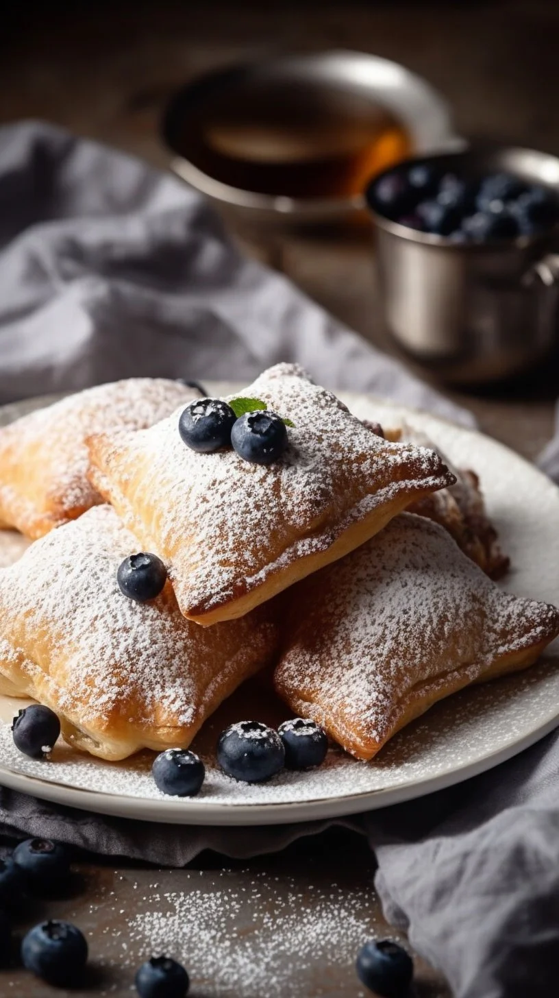 Delicious air fryer blueberry cheesecake egg rolls with crispy shell and creamy filling