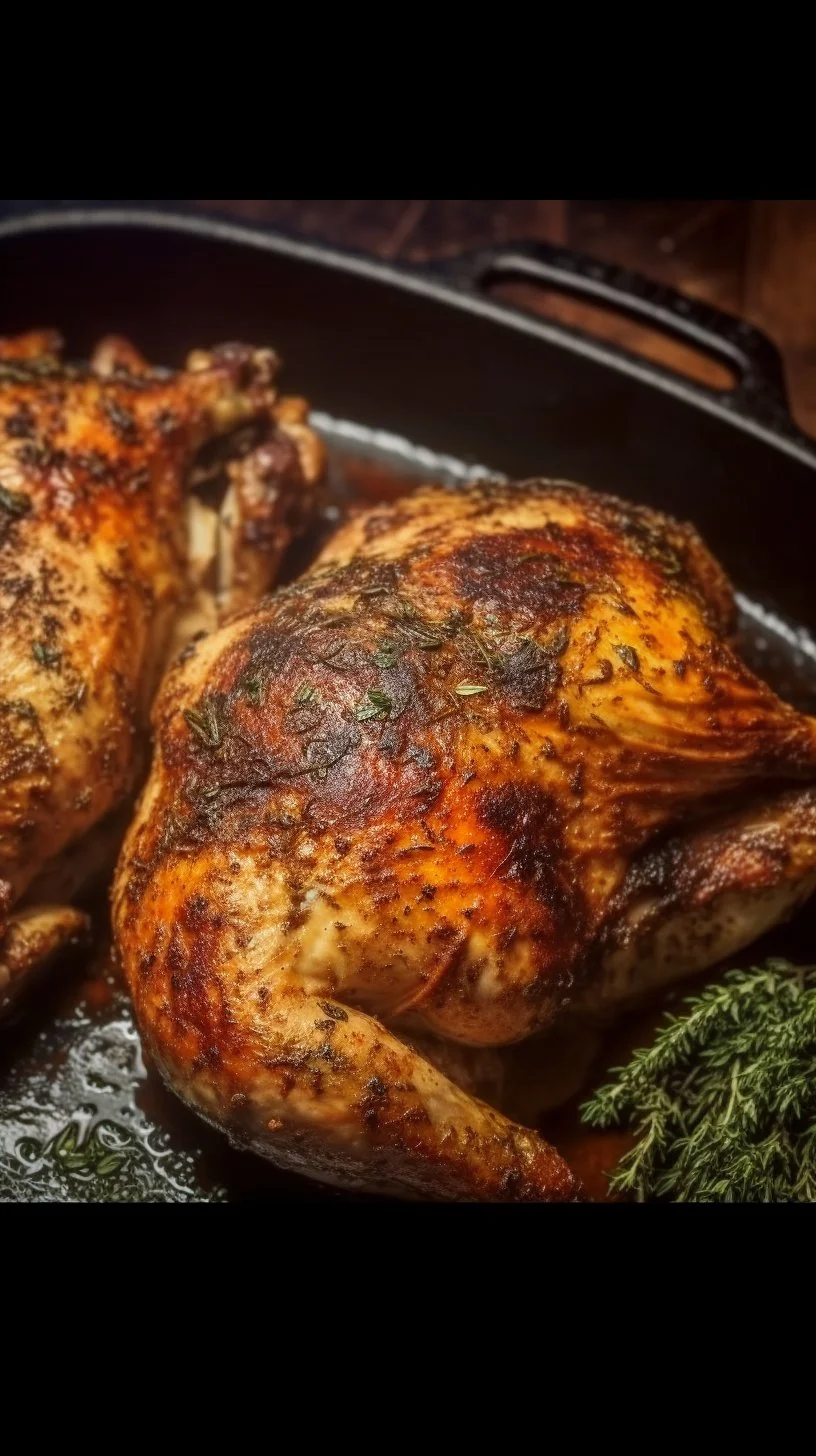 Air fryer boneless turkey breast served with herbs and spices