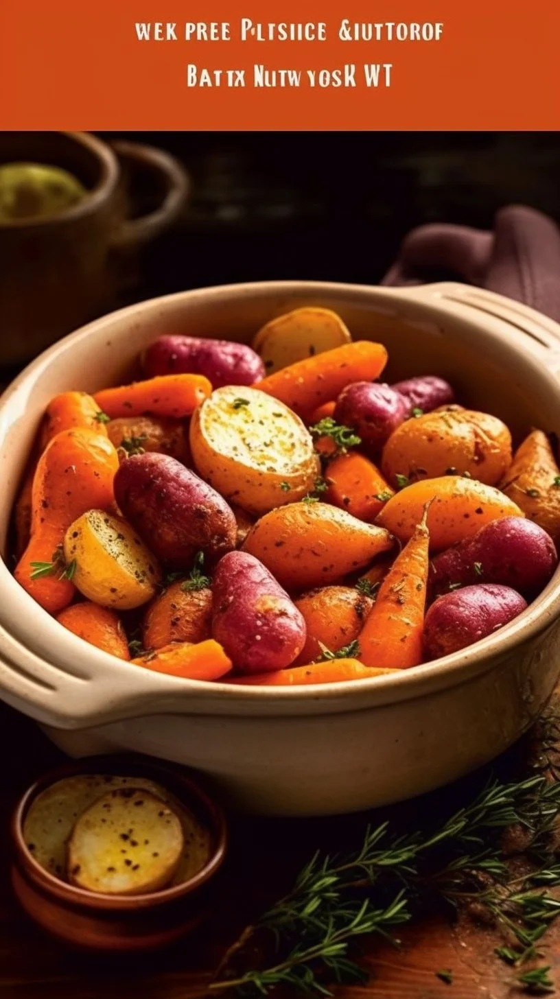 Bowl of crispy air fryer carrots and potatoes seasoned and ready to serve