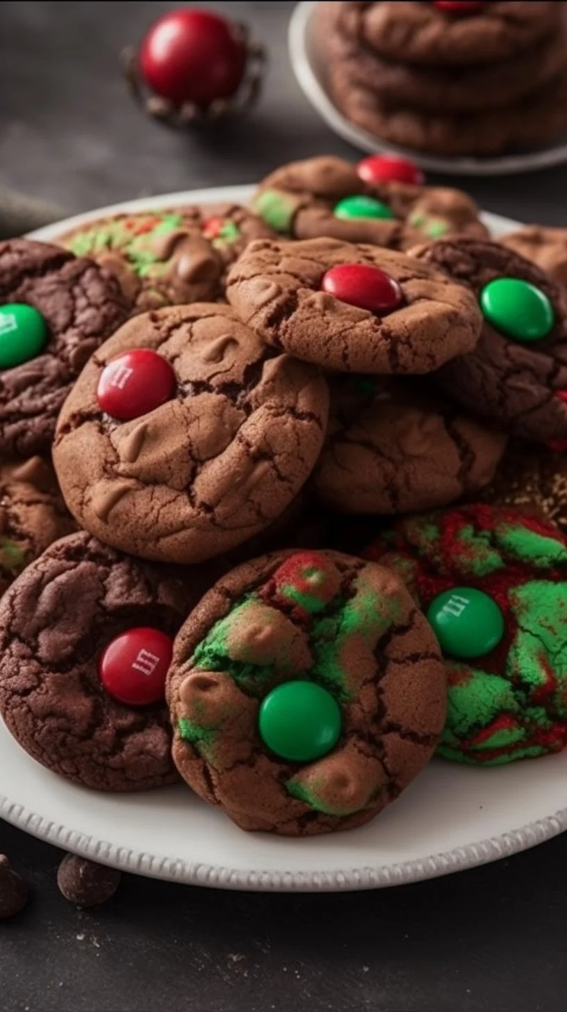 Air fryer Christmas brownie mix cookies topped with festive decorations