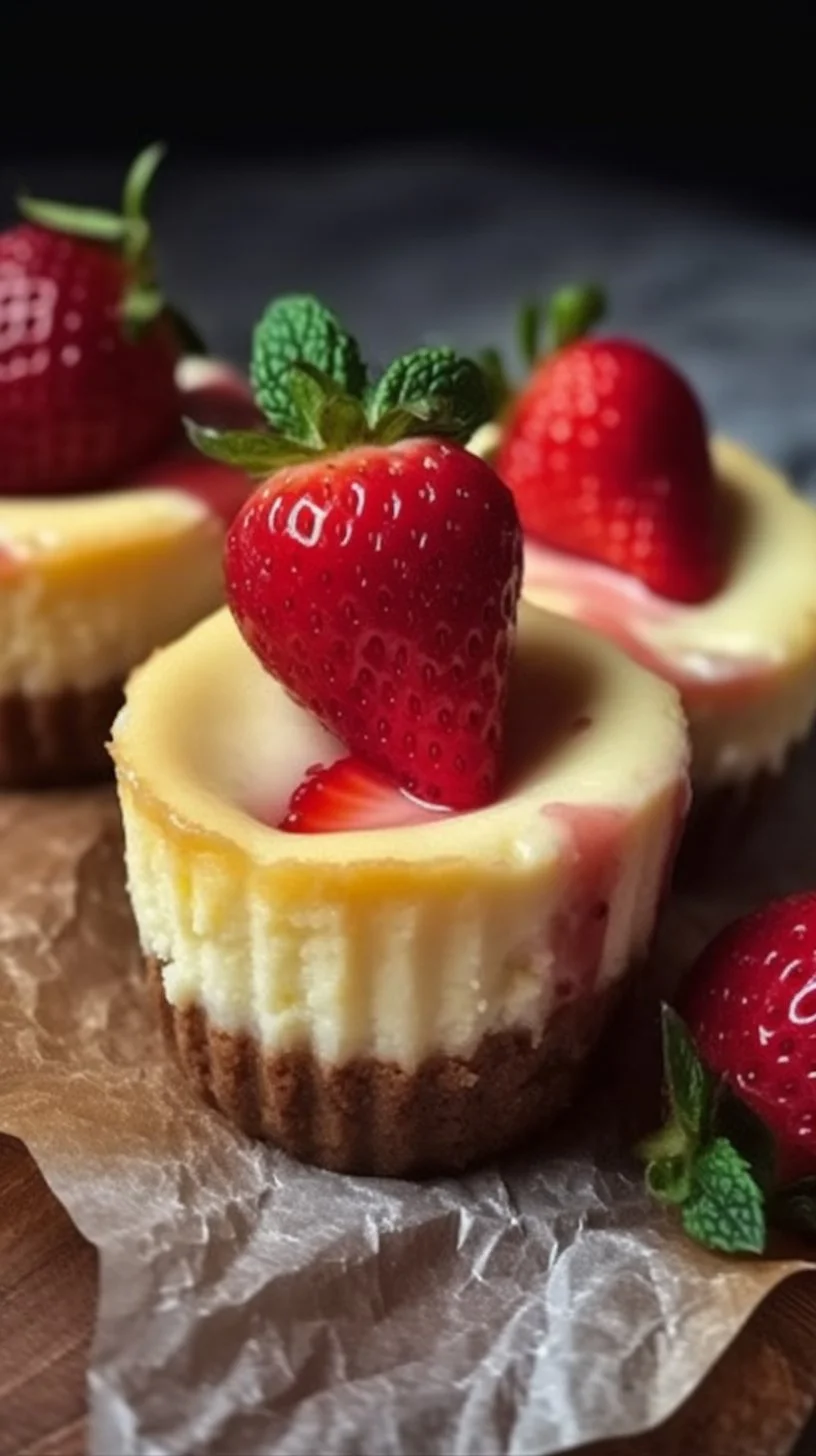 Delicious Air Fryer mini cheesecakes topped with berries and whipped cream