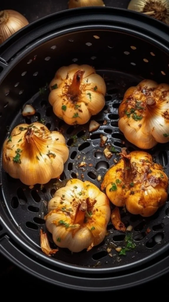 Air fryer roasted garlic head ready for flavor-packed dishes