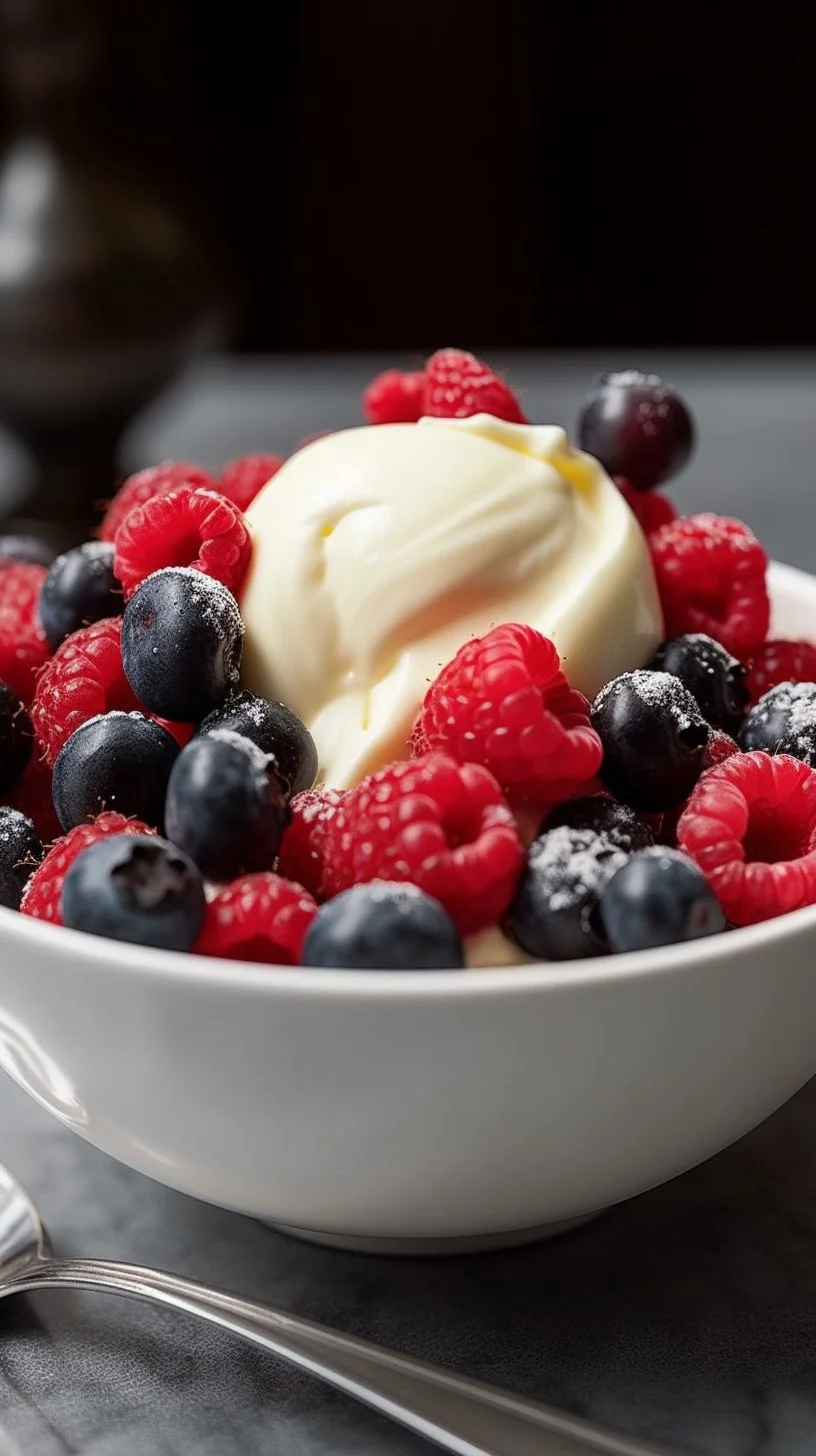 Delicious Bavarian Cream dessert topped with fresh berries