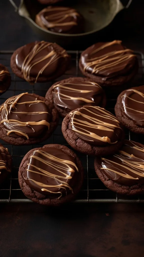 Delicious Buckeye Cookies with chocolate and peanut butter filling