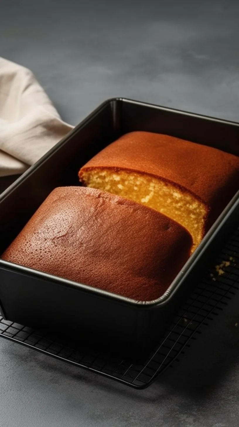 Slice of moist butter cake with a golden crust and creamy frosting