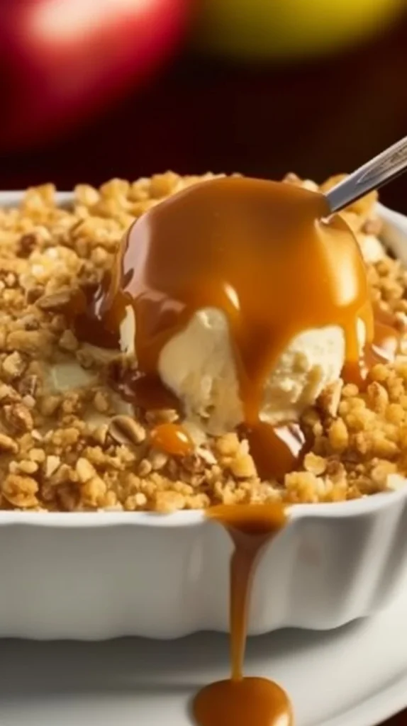 Creamy caramel apple dip with cream cheese served with fresh apple slices