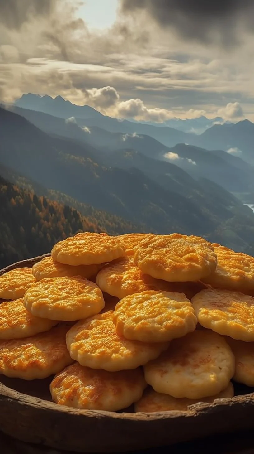 Freshly baked cheddar cheese biscuits on a wooden table