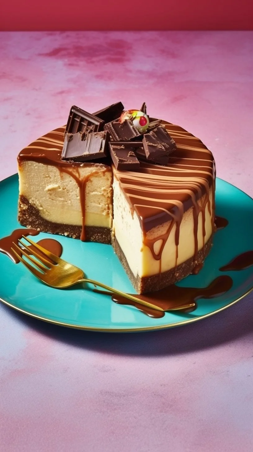 Delicious cheesecake topped with Christmas crack for the holidays