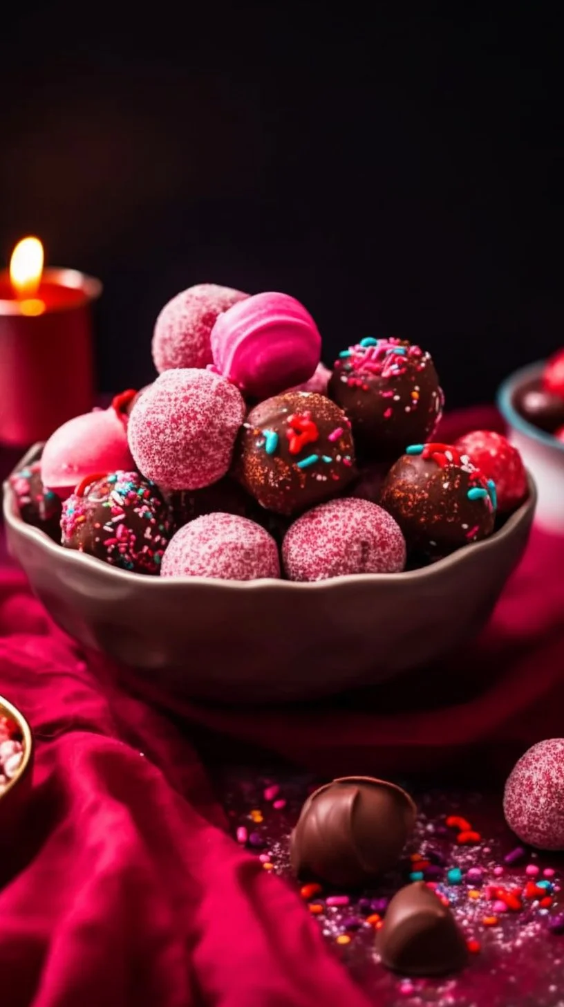 Delicious Cherry Ripe Balls dessert with cherries and chocolate coating