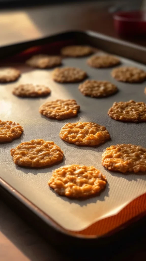 Plate of chewy oatmeal lace cookies with a crispy texture and golden brown color