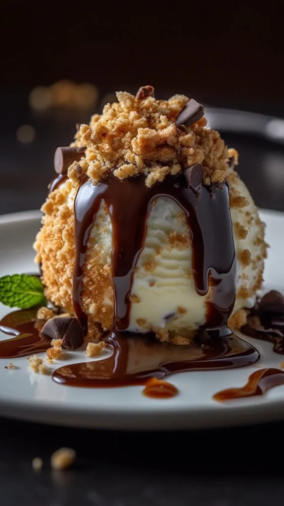 Chocolate Chip Cheesecake Ball dessert on a serving platter