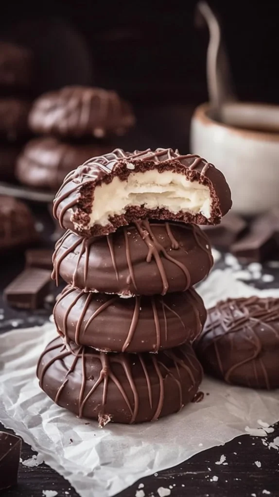 Deliciously baked chocolate coconut cookies on a cooling rack