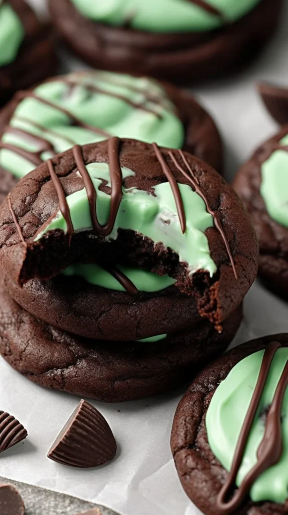 Delicious homemade chocolate mint cookies on a plate