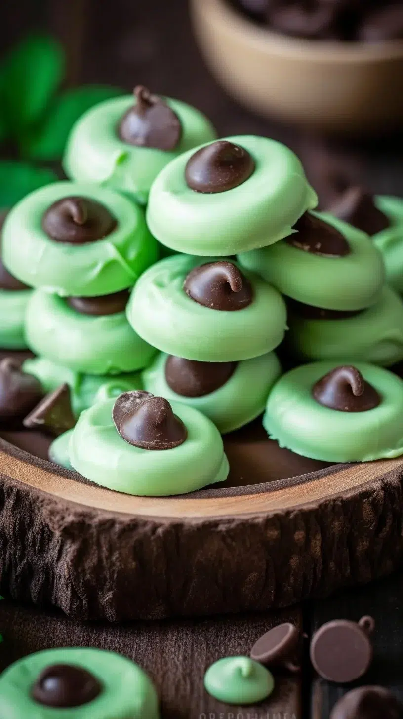 Chocolate Mint Cream Cheese Buttons - Delicious minty dessert treats made with cream cheese