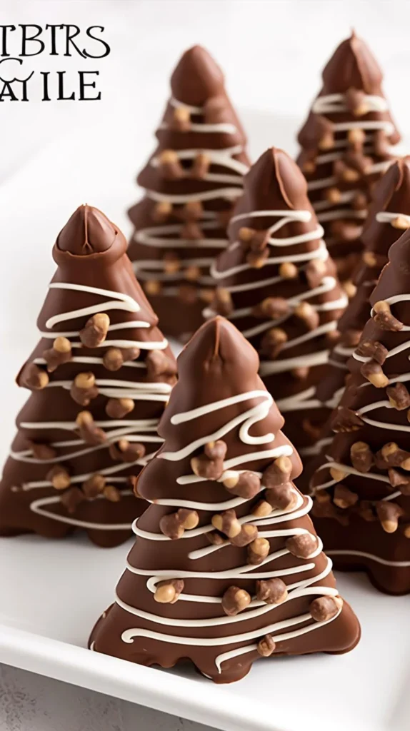 Decorated Chocolate Peanut Butter Christmas Trees for festive celebrations