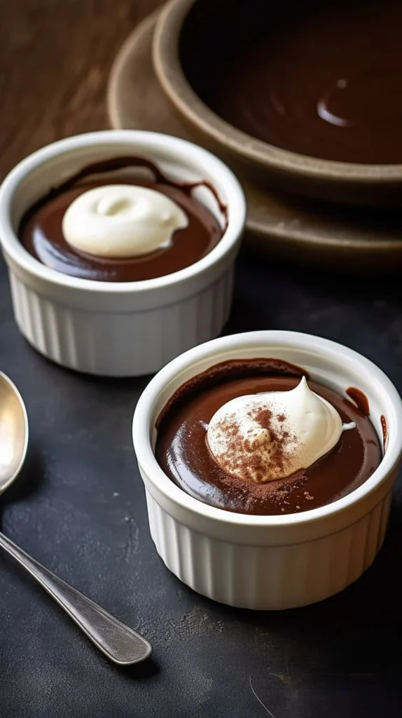 Delicious Chocolate Pots de Crème served in elegant cups.