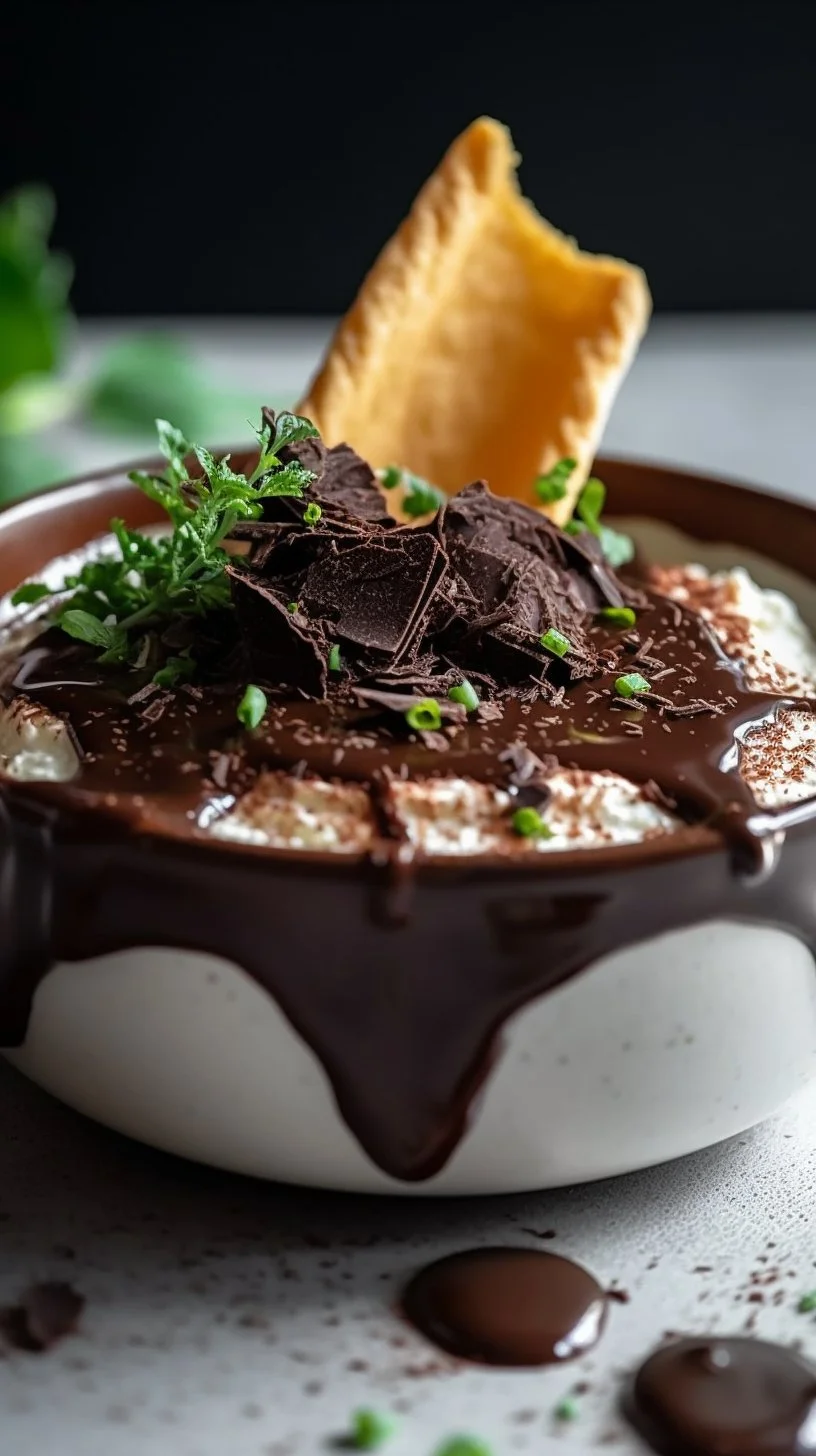 Chocolate Ricotta Cannoli Dip served in a bowl with cookie dippers
