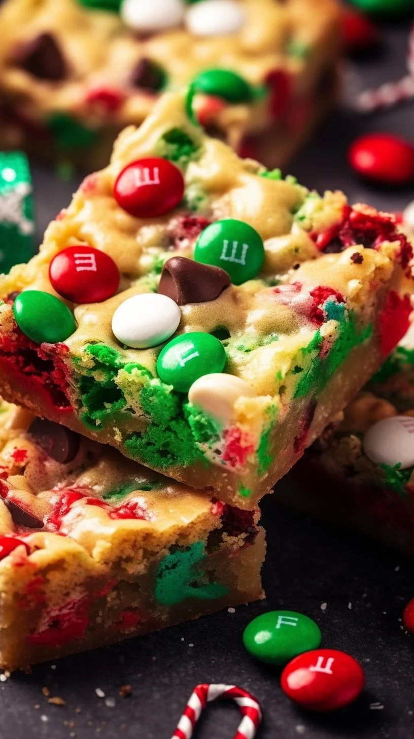 Delicious Christmas Bar Cookies decorated for the holiday season