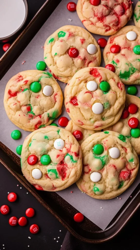 Delicious Christmas cake mix cookies decorated with festive sprinkles