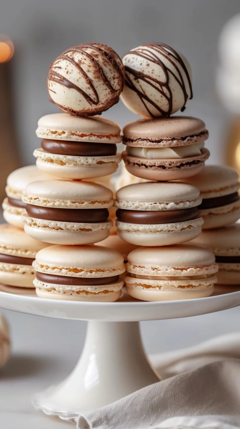 Christmas Drizzle Vanilla Macarons decorated with festive icing